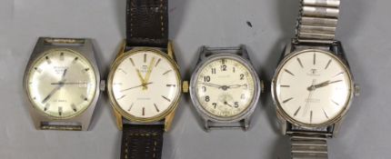 Two gentleman's Tissot Seastar steel or steel and gold plated wrist watches, including automatic and