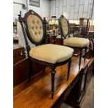 A pair of late Victorian ebonised side chairs