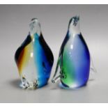 A pair of Limited Edition Chinese ‘Murano’ glass penguins, 16cm