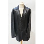 A gentleman's Gucci unlined black leather jacket, raw cut, size 52 (UK 48)