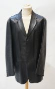 A gentleman's Gucci unlined black leather jacket, raw cut, size 52 (UK 48)