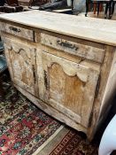 A 19th century French bleached elm buffet, length 129cm, depth 58cm, height 105cm