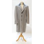 A gentleman's Gucci light grey cashmere overcoat with velvet collar, size IT 50 (UK 40)