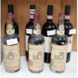 Three bottles of Real Cia Velha Royal Oporto 1958 vintage port and four bottles of Gianni Brunelli