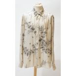 A gentleman's Prada silk shirt decorated with wild flowers, size 17.5/44