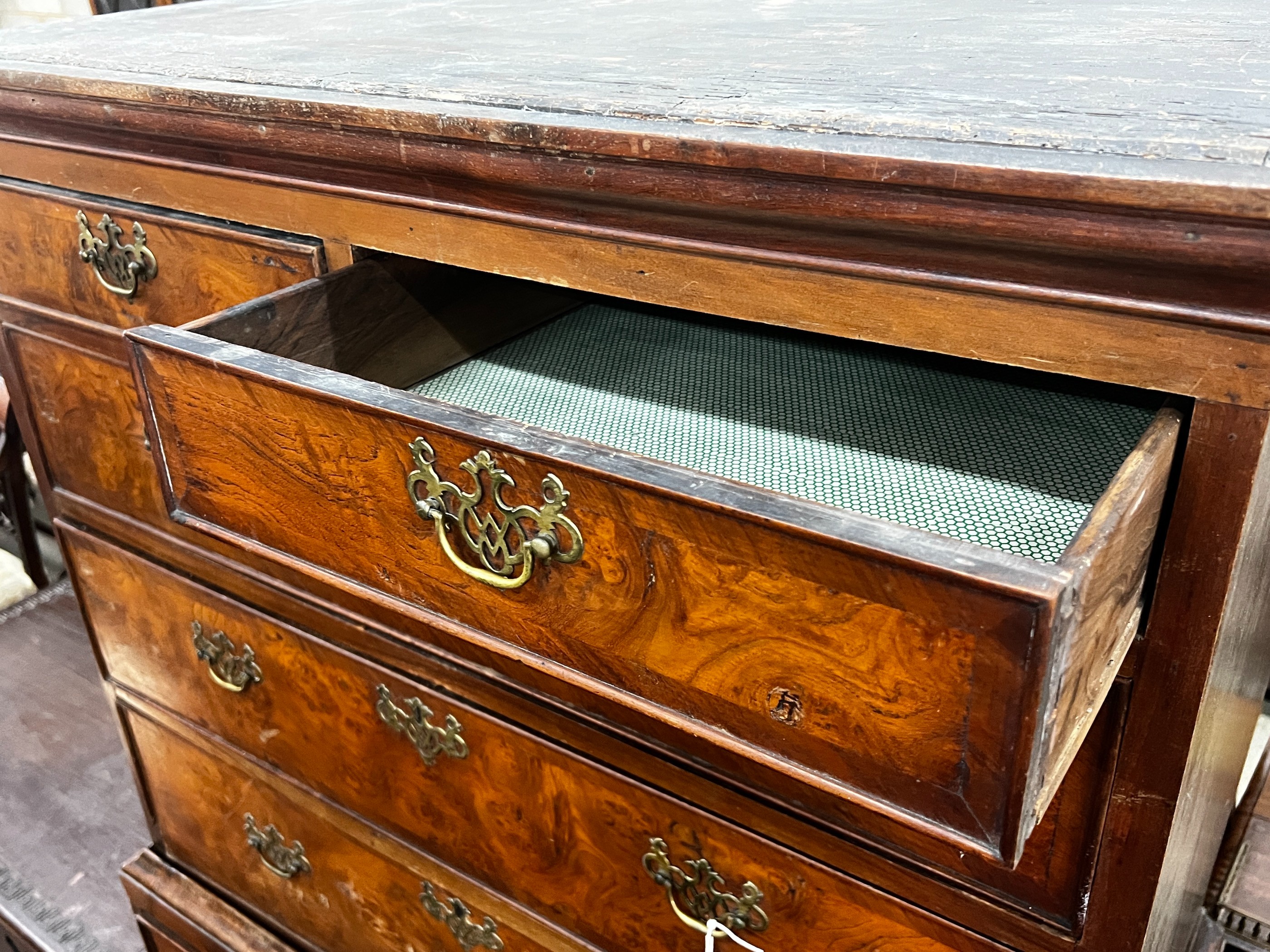 A George III banded burr elm tallboy, width 100cm, depth 53cm, height 168cm - Image 2 of 2