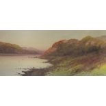 Francis Gordon Fraser (1879-1940), watercolour, Loch scene, signed, 24 x 53cm