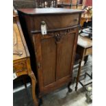 An early 20th century French mahogany music cabinet, width 53cm, depth 43cm, height 108cm