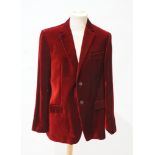 A gentleman's Gucci rich red velvet blazer with original ticket, Italian size 52, UK size 48