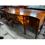 A George III style banded mahogany serpentine fronted sideboard, length 183cm, depth 64cm, height