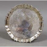 A George II silver waiter, with later? engraved decoration, indistinct maker's mark, London, 1736,