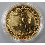 A QEII 2019 1oz gold Britannia £100 coin.