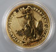 A QEII 2019 1oz gold Britannia £100 coin.