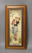A Victorian Wedgwood framed tile. 27 x 58cm overall