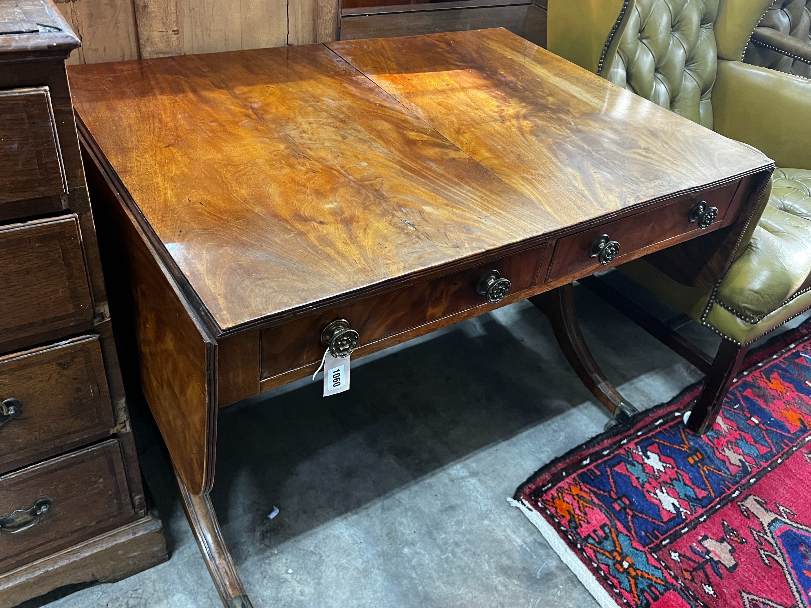 A Regency mahogany sofa table, width 99cm, depth 71cm, height 70cm