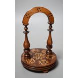 A Tunbridge ware rosewood and half square mosaic watchstand, c.1830-50, 16cm high