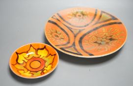 A Poole charger and a smaller plate, 27cms diameter