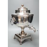 A 19th century silver plated tea urn, 43cms