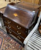 An Edwardian inlaid mahogany bureau, width 76cm