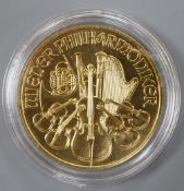 A Republic of Austria 1oz gold 100 Euros coin.