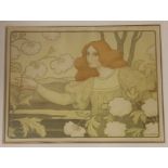 Paul Berthon (1872-1934), colour lithograph, "Les Boules de Neige", signed in the plate, 42 x 55cm