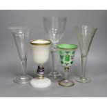 A selection of five 19th/20th century glasses (one a.f.). Tallest 29cm, including an American? White