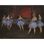 Otto Olsen (Danish, 1905-1966), oil on canvas, Ballerinas, signed and dated '54, 60 x 75cm