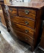 A George III serpentine mahogany chest of drawers, width 115cm, depth 55cm, height 104cm