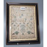 A George III sampler by Mary Bull, dated July 23 1799,18cms wide x 23.5 high