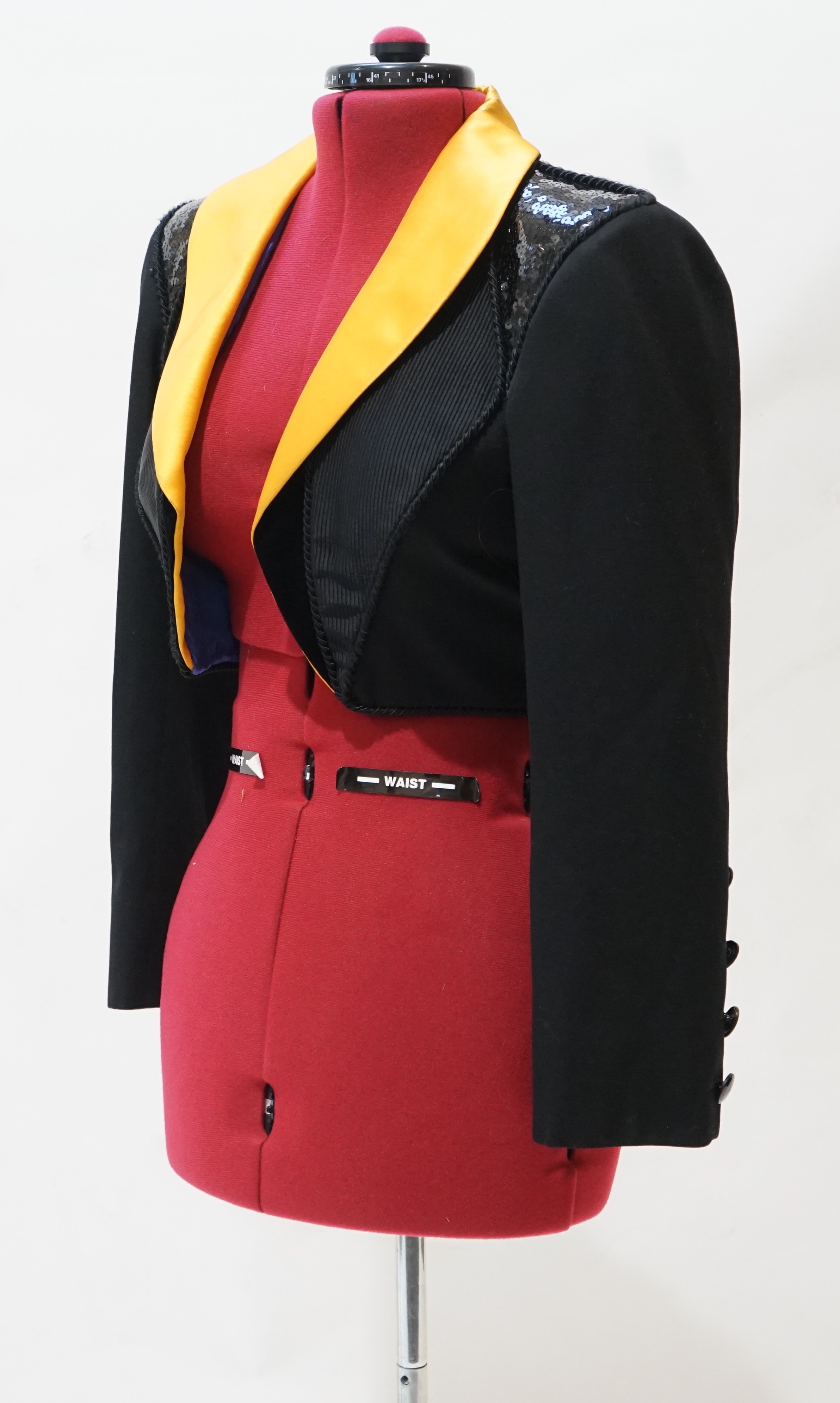 80's Yves Saint Laurent Rive Gauche Cropped Strong Shouldered Jacket Bolero 1980's Yves Saint - Image 2 of 3