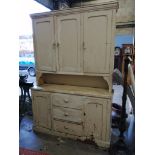 A late Victorian painted pine dresser, width 158cm, depth 46cm, height 230cm