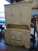 A late Victorian painted pine dresser, width 158cm, depth 46cm, height 230cm