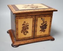 A Tunbridge ware rosewood and holly ground tesserae mosaic sewing cabinet, mid 19th century, 17.