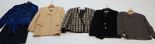 A group of assorted designer clothes, two Escarda jackets, one Aquascutum blazer, one Salvatore