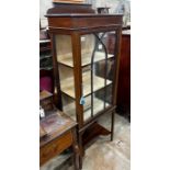 A small Edwardian mahogany display cabinet, width 61cm, depth 33cm, height 160cm