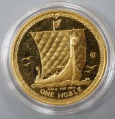 A 2009 Isle of Man 1oz gold One Noble coin.