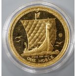 A 2009 Isle of Man 1oz gold One Noble coin.