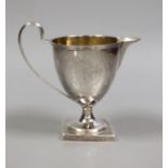 A George III silver pedestal cream jug, Henry Chawner, London, 1788, height 12.5cm, 5.8oz.