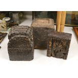 Three Chinese carved wood architectural elements, possibly Ming dynasty