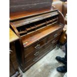 A mahogany tambour fronted cylinder bureau, width 105cm, depth 45cm, height 95cm