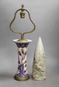 A Meissen Imari lamp base and a kutani conical shaped wall pocket