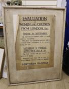 A World War Two Southern Railway Evacuation sign ‘Evacuation of women and children from London,