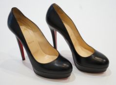 A pair of Christian Louboutin black Bianca 140 kid leather pump size 42 with bags and box