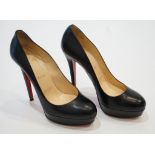 A pair of Christian Louboutin black Bianca 140 kid leather pump size 42 with bags and box