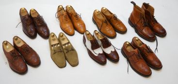 Eight pairs of gentleman's Dicker & Son shoes; all size 8.5 (42.5) tan broguestan broguestan