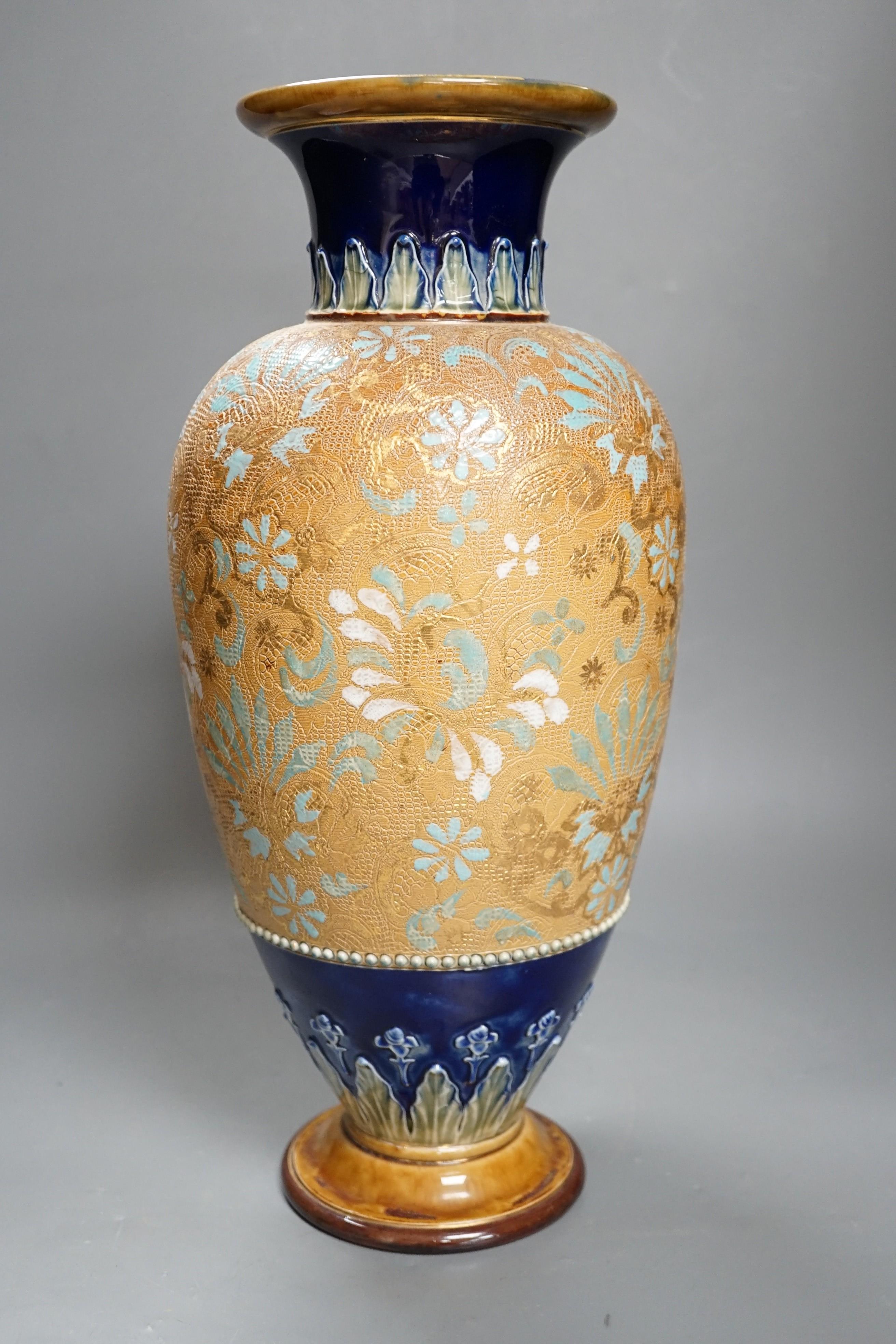 A large Royal Doulton Slater’s patent stoneware vase, 43cm - Image 5 of 6