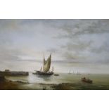 Wheeler, oil on canvas, harbour scene, signed, 60 x 90cm