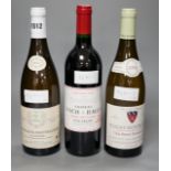 A bottle of Chateau Lynch Bages 1989, one bottle of Chassagne-Montrachet, 2004 and one Puligny