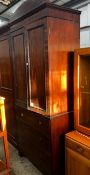 An early 20th century Regency style narrow mahogany linen press, width 92cm, depth 54cm, height