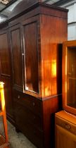 An early 20th century Regency style narrow mahogany linen press, width 92cm, depth 54cm, height